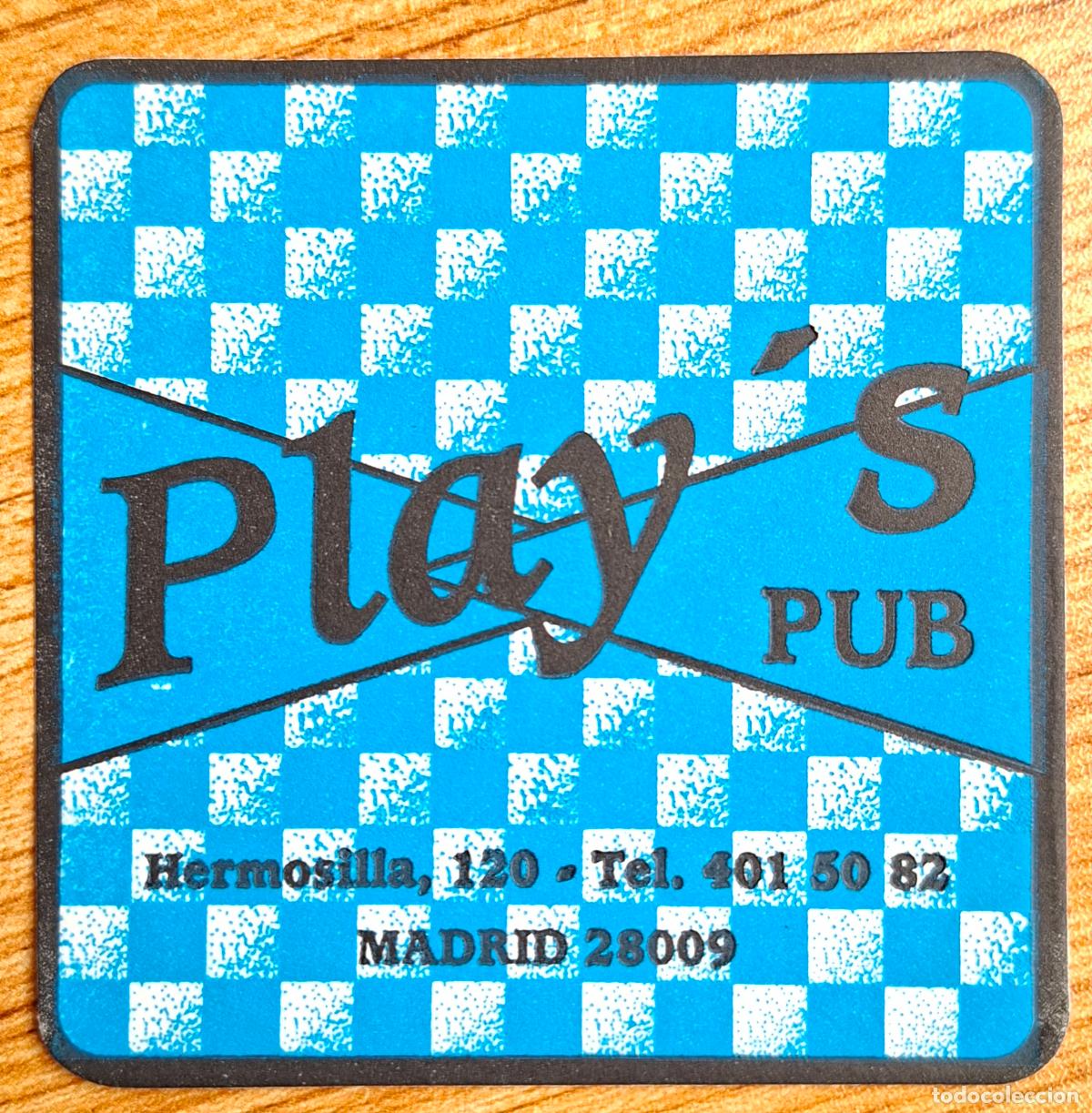 Otros art&iacute;culos de coleccionismo en papel: Posavasos Play's Pub - cuadrado azul - Madrid
