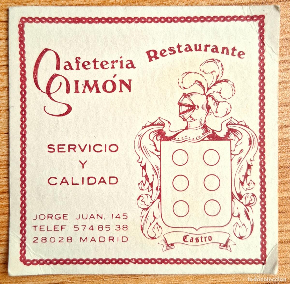 Otros art&iacute;culos de coleccionismo en papel: Posavasos Cafeter&iacute;a Restaurante Sim&oacute;n - Madrid