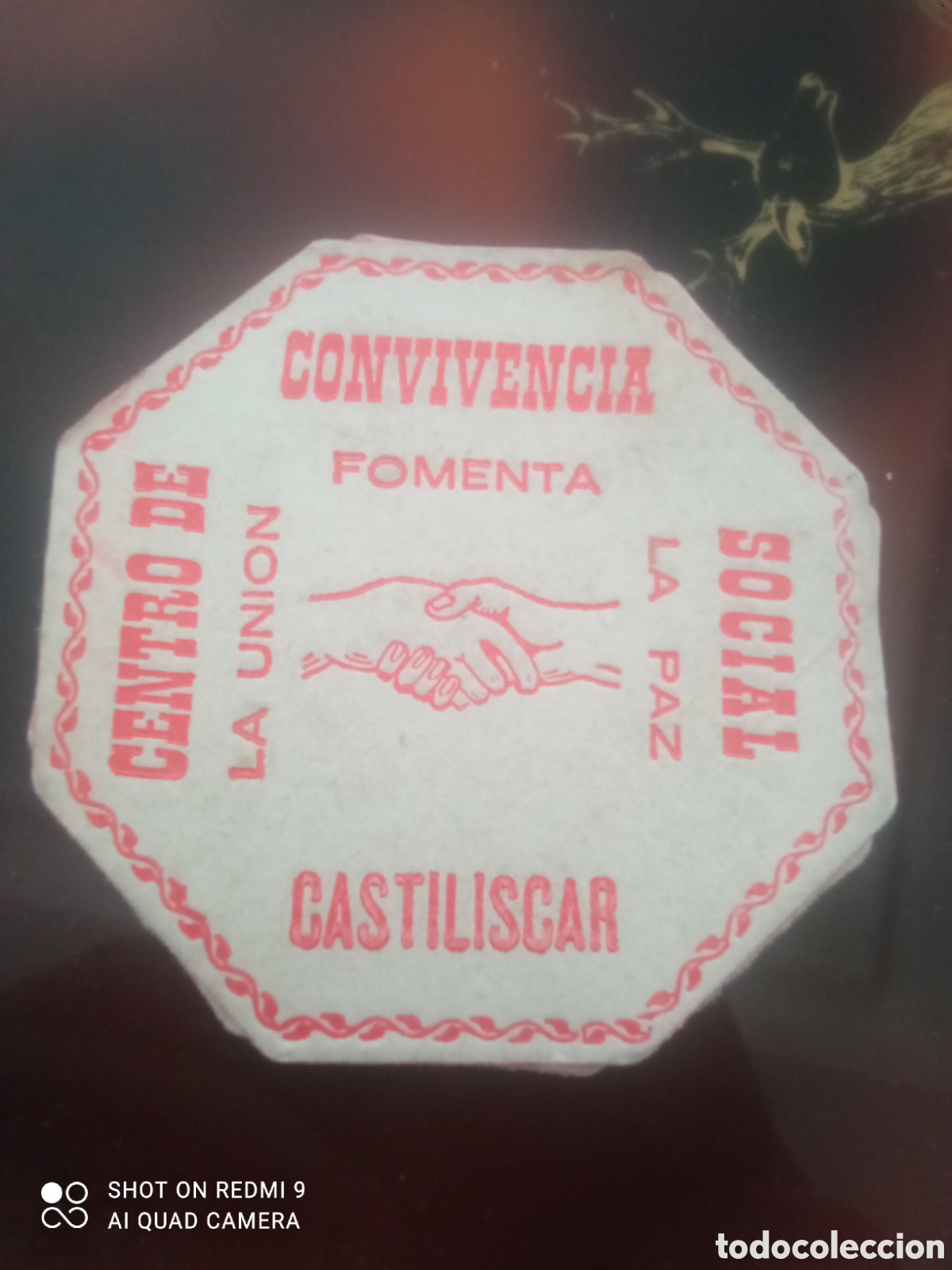 Otros art&iacute;culos de coleccionismo en papel: Convivencia fomenta castiliscar centro de uni&oacute;n social la Paz.( posavaso a&ntilde;os 50 60s)