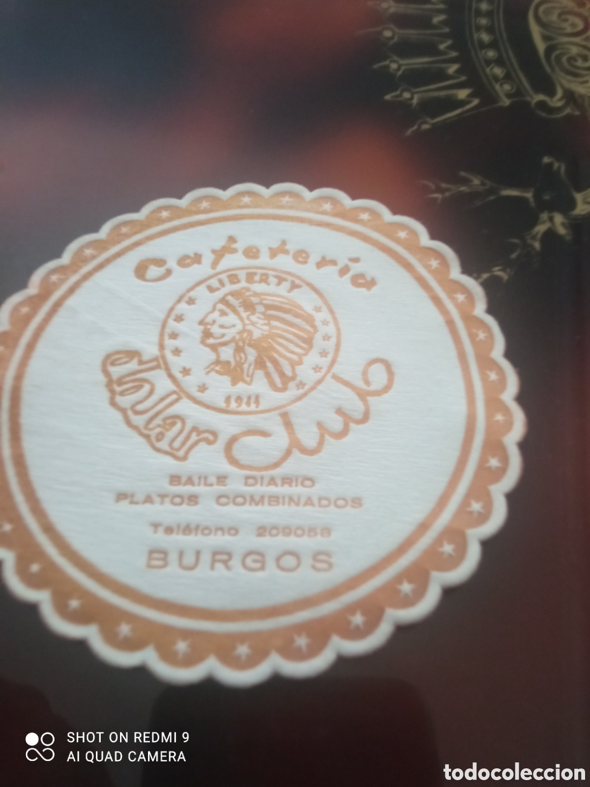 Otros art&iacute;culos de coleccionismo en papel: Cafeter&iacute;a baile diario platos combinados Burgos Liberty ( posavaso a&ntilde;os 50 60s)