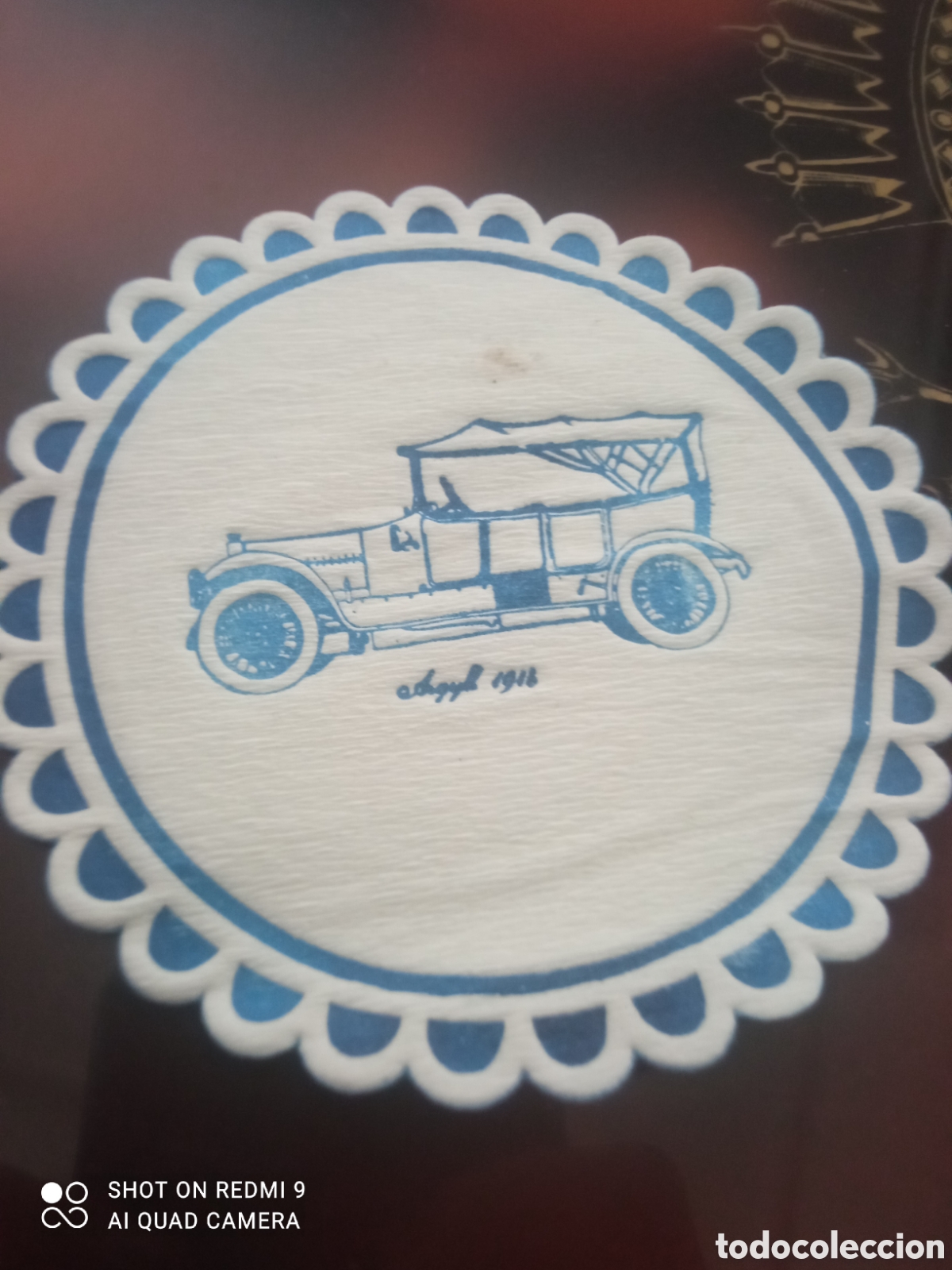 Otros art&iacute;culos de coleccionismo en papel: Coche antiguo ( posavaso a&ntilde;os 50 60s)