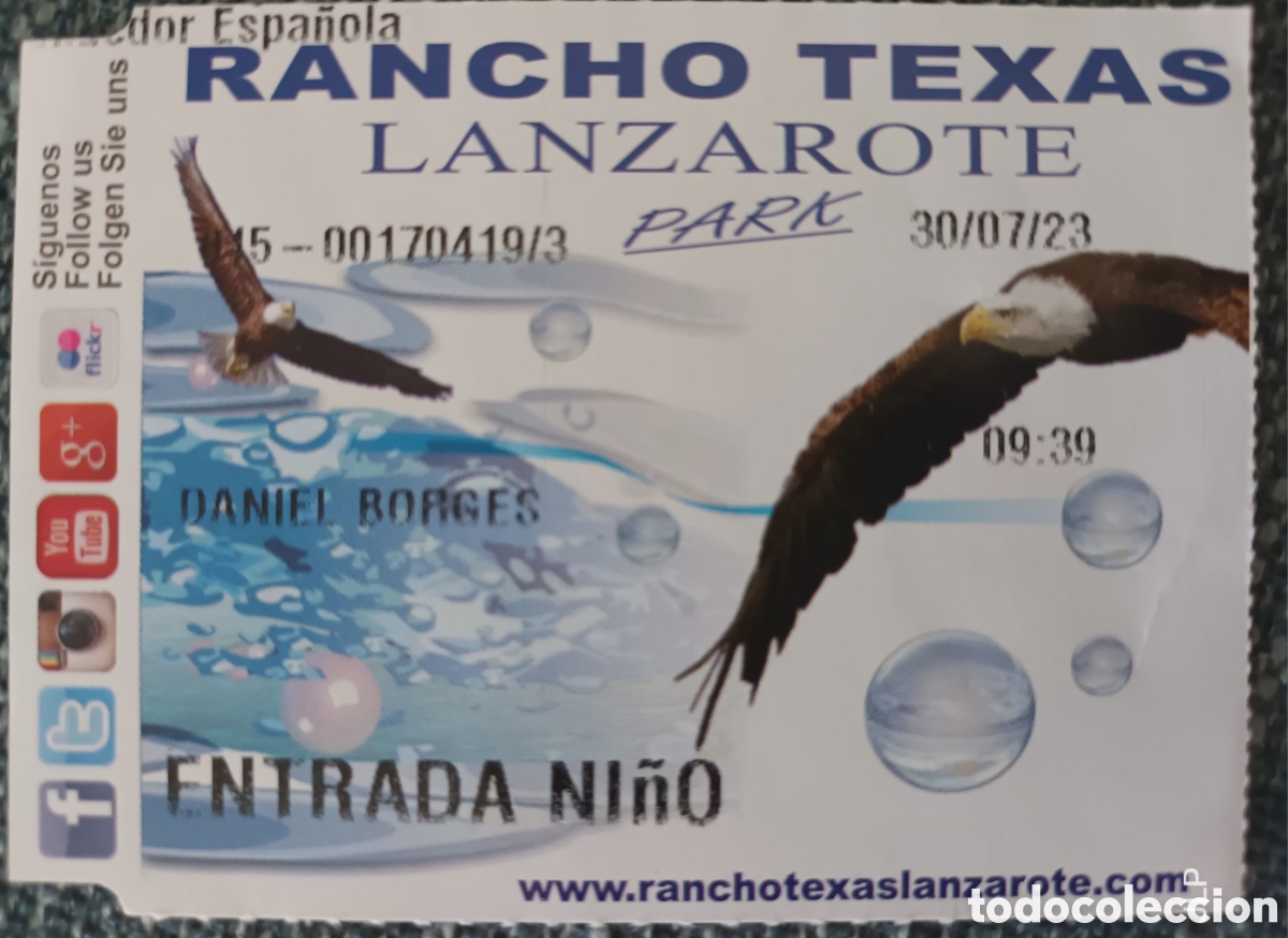 Otros art&iacute;culos de coleccionismo en papel: ENTRADA RANCHO TEXAS