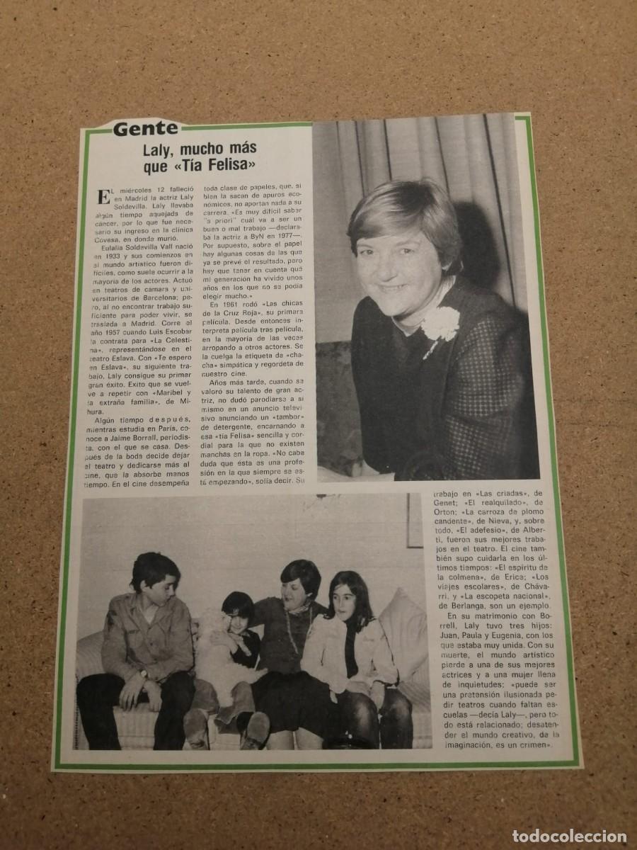 Collectionnisme Papier divers: REPORTAJE. MUERE LA ACTRIZ LALY SOLDEVILA