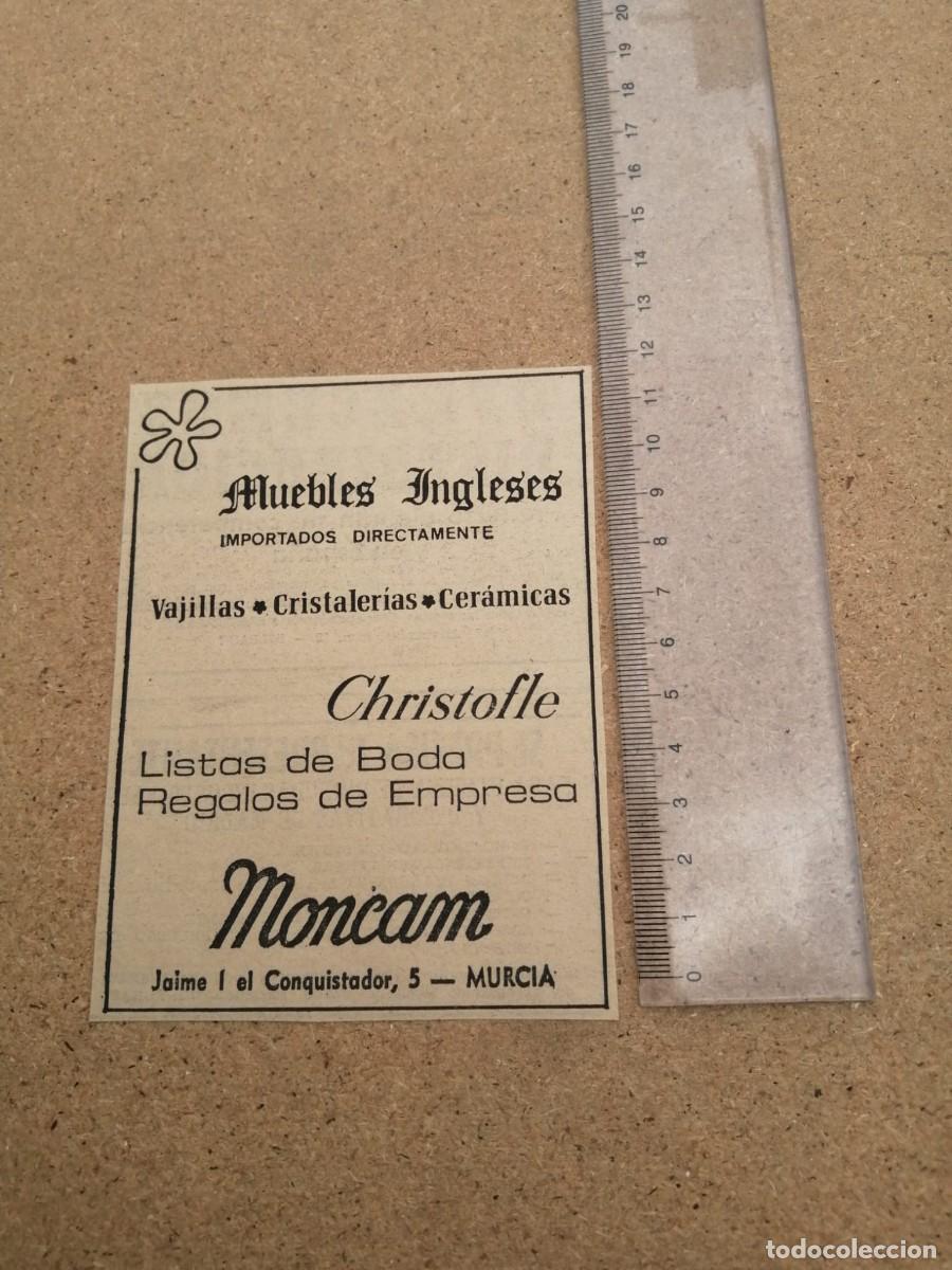 Otros art&iacute;culos de coleccionismo en papel: ANUNCIO. MUEBLES INGLESES MONCAM, MURCIA