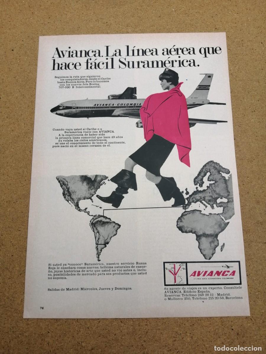 Otros art&iacute;culos de coleccionismo en papel: ANUNCIO. AVIANCA, LA LINEA INTERNACIONAL COLOMBIANA