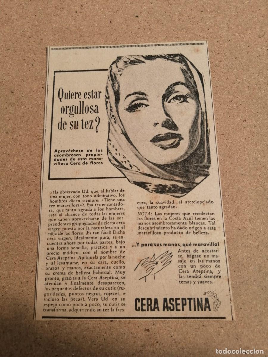 Otros art&iacute;culos de coleccionismo en papel: ANUNCIO. CERA ASEPTINA