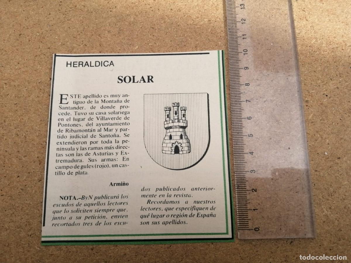 Otros art&iacute;culos de coleccionismo en papel: HERALDICA. APELLIDO SOLAR