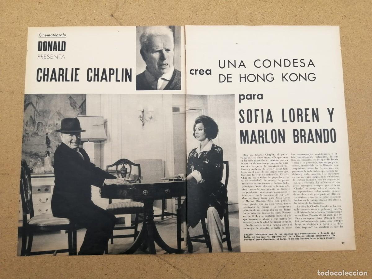 Outros artigos de papel: REPORTAJE. CHARLES CHAPLIN RUEDA LA CONDESA DE HONG KONG, CON SOFIA LOREN Y MARLON BRANDO