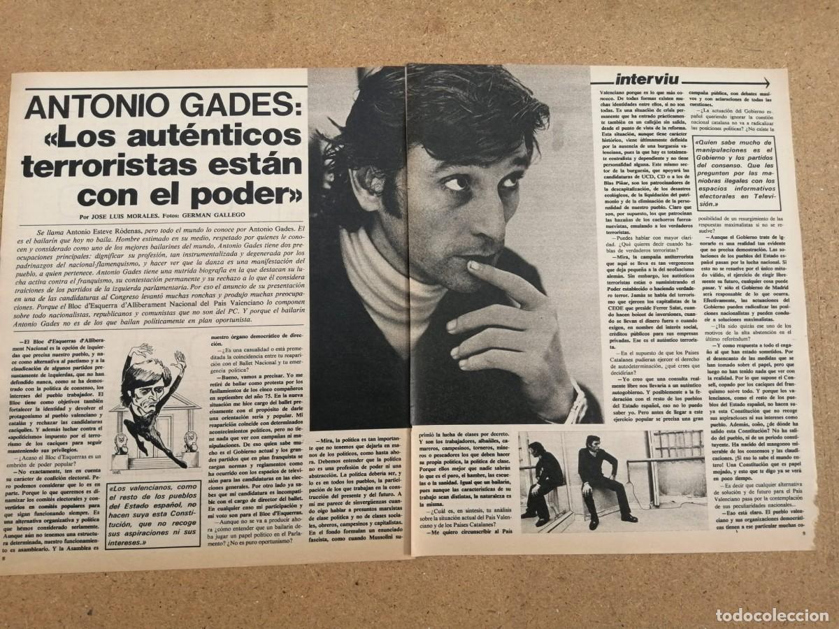 Otros art&iacute;culos de coleccionismo en papel: REPORTAJE. ANTONIO GADES, LOS AUTENTICOS TERRORISTAS ESTAN EN EL PODER