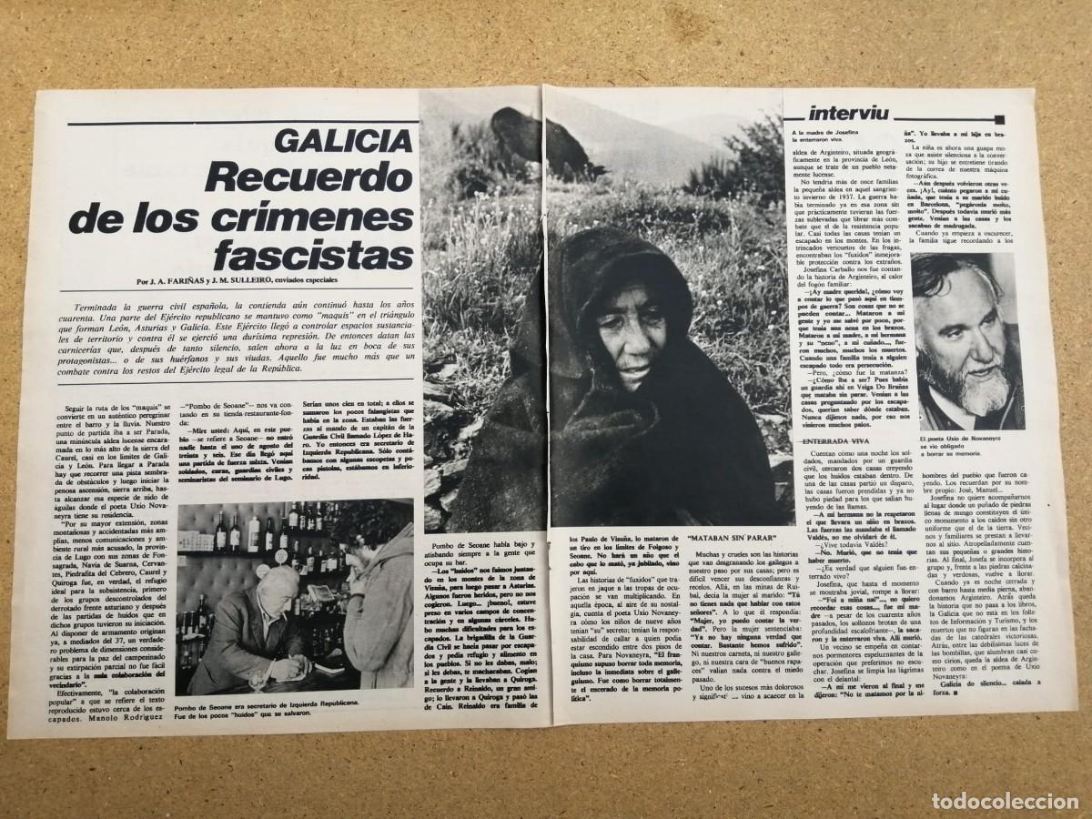 Otros art&iacute;culos de coleccionismo en papel: REPORTAJE. GALICIA. RECUERDO DE LOS CRIMENES FASCISTAS