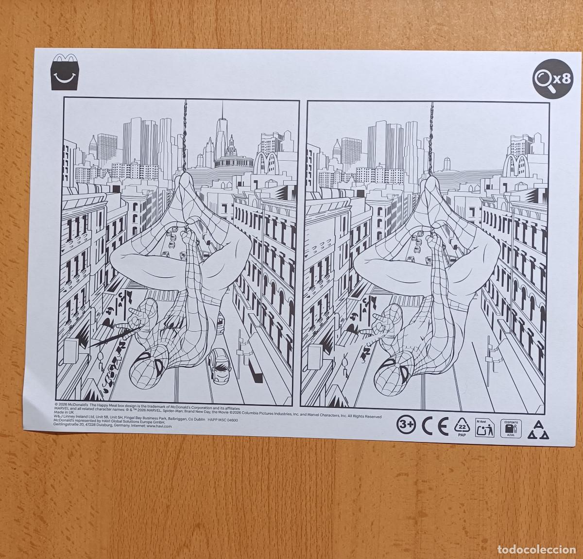 Otros art&iacute;culos de coleccionismo en papel: happy meal mcdonalds pasatiempo spiderman 2026 brand day papel promocional publicitario mc donald