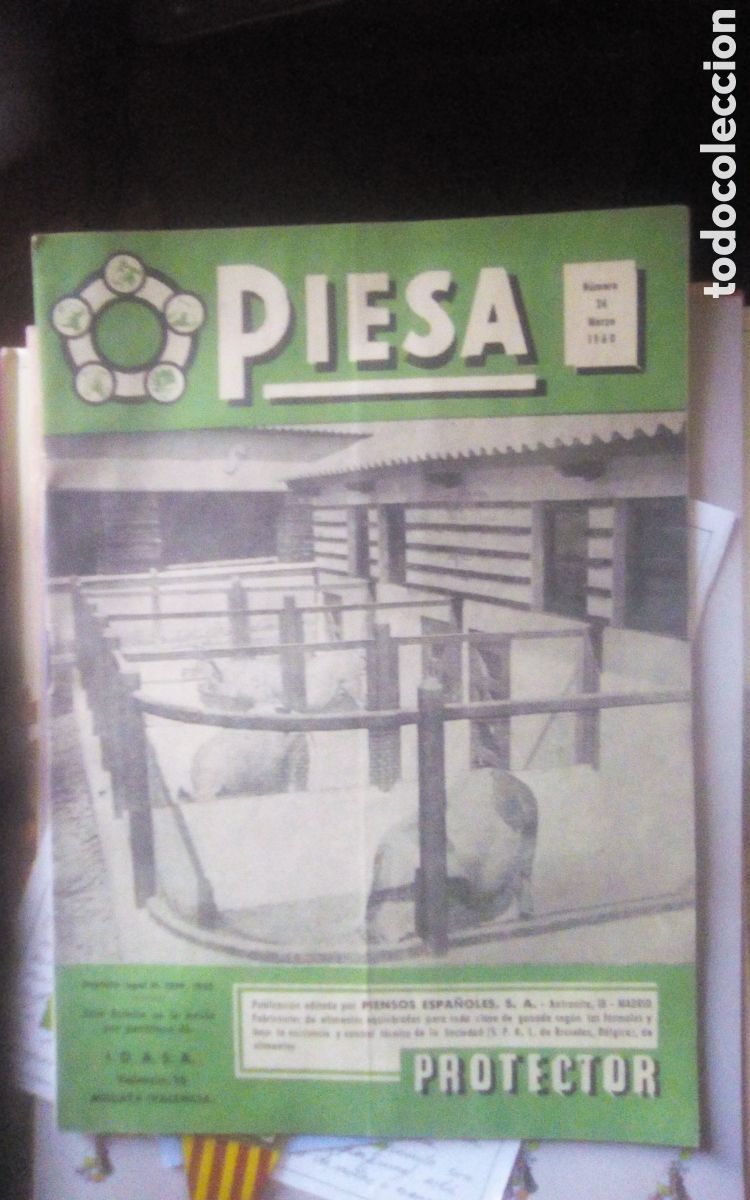 Otros art&iacute;culos de coleccionismo en papel: Bolet&iacute;n informativo PIESA. Piensos Espa&ntilde;oles, S. A.. N&deg; 24, marzo 1960. Publicidad Piensos Protector