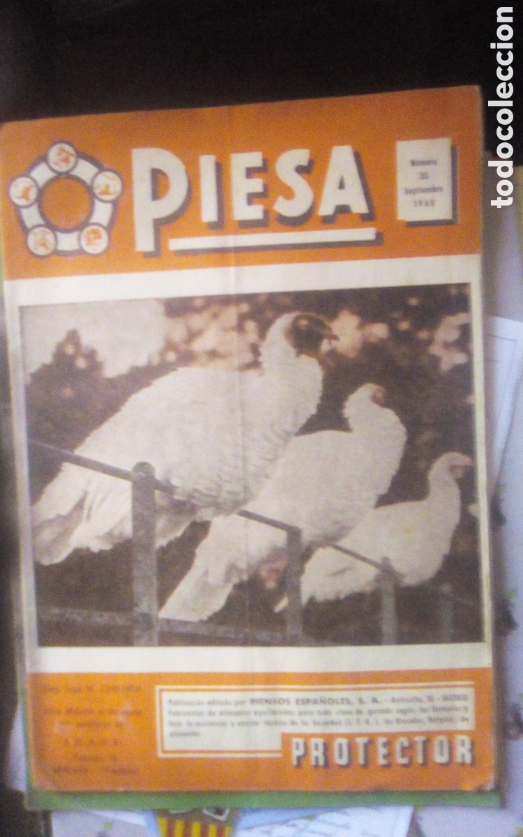 Otros art&iacute;culos de coleccionismo en papel: Bolet&iacute;n informativo PIESA. Piensos Espa&ntilde;oles, S. A.. N&deg; 30, septiembre 1960. Publi Piensos Protector