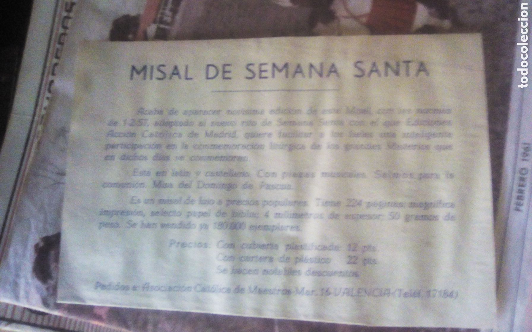Otros art&iacute;culos de coleccionismo en papel: Hoja publicidad para venta del Misal de Semana Santa. Precio 12 pts y 22 pts.