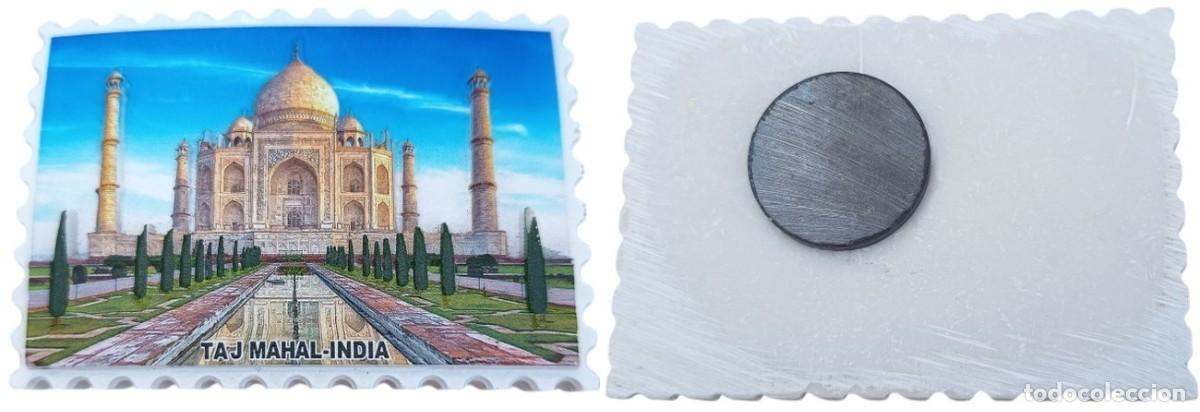 Otros art&iacute;culos de coleccionismo en papel: India Magnet Plat Taj Mahal mati&egrave;re rigide imitation d'un timbre postal
