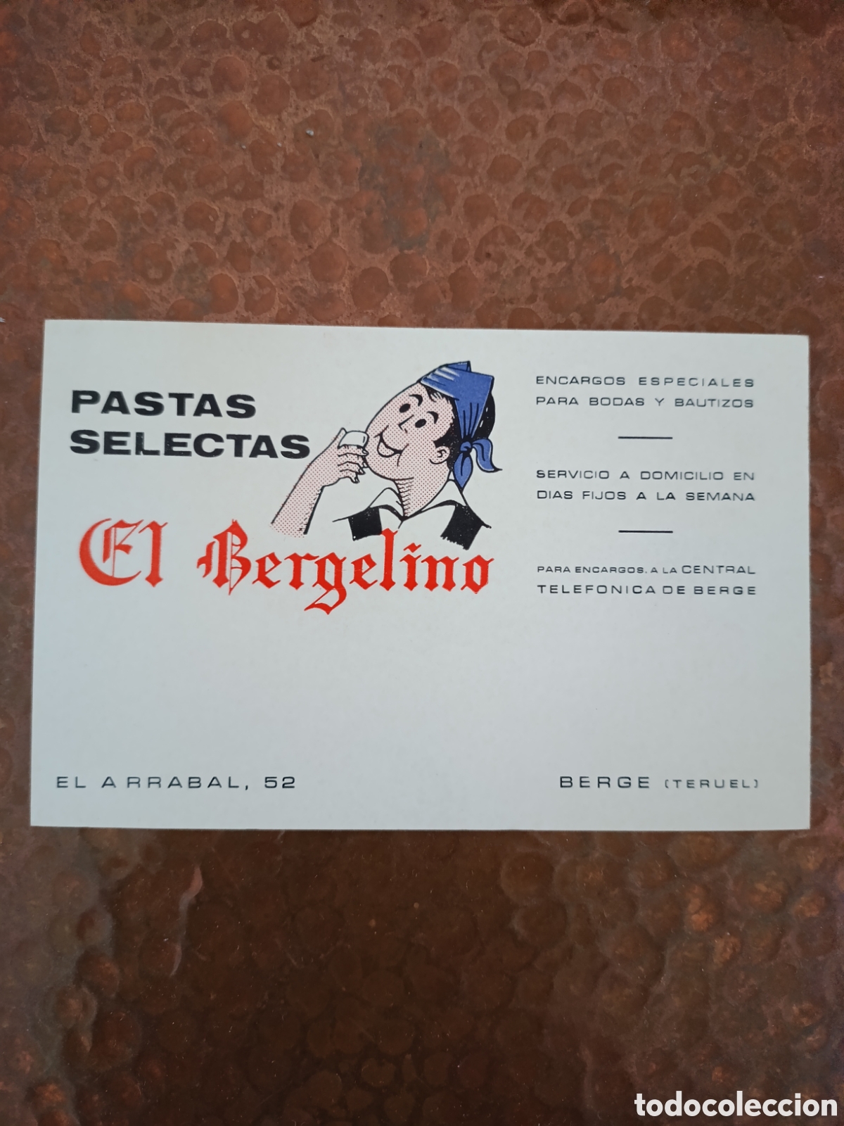 Otros art&iacute;culos de coleccionismo en papel: PASTAS SELECTAS EL BERGELINO BERGUE TERUEL [ PAPEL PUBLICITARIO A&Ntilde;OS 40-50 ]