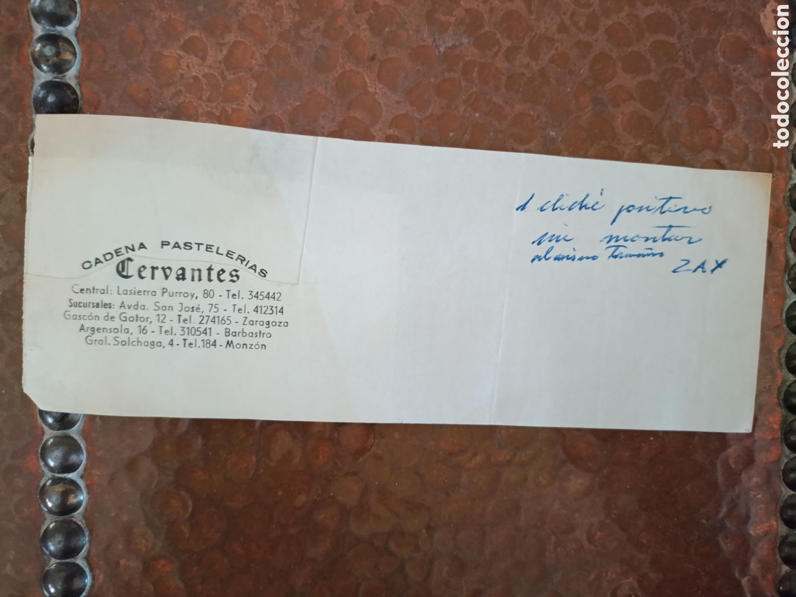 Paper Collecting Others: CADENA PASTELER&Iacute;AS CERVANTES ZGZ[ PAPEL PUBLICITARIO A&Ntilde;OS 40-50 ]