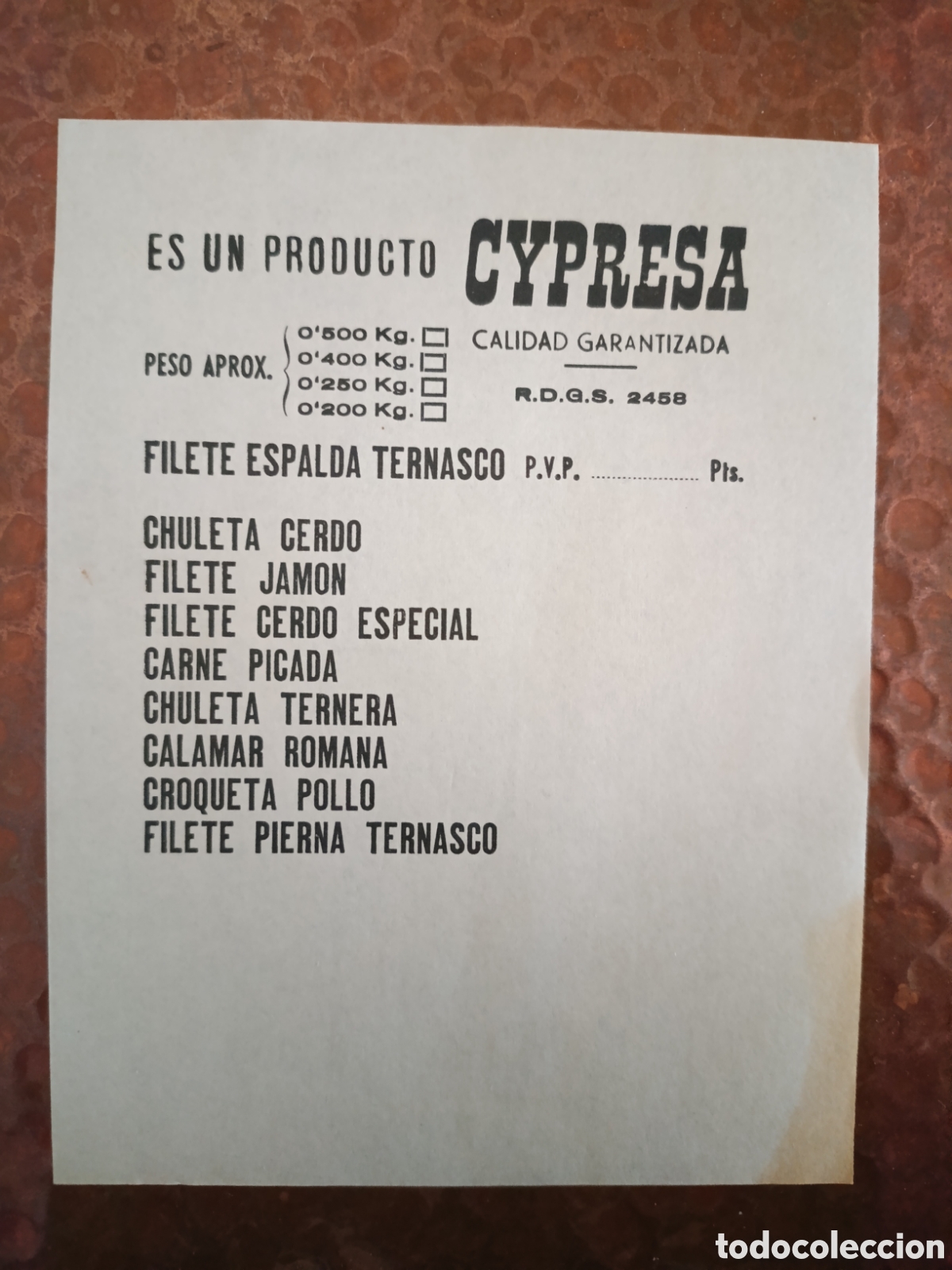 Otros art&iacute;culos de coleccionismo en papel: CARNICER&Iacute;A CYPRESA CIUDAD GARANTIZADA [ PAPEL PUBLICITARIO A&Ntilde;OS 40-50 ]