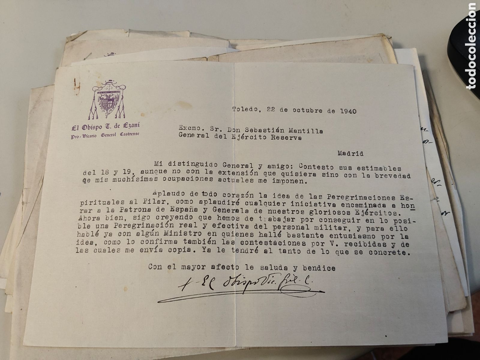 Otros art&iacute;culos de coleccionismo en papel: Lote de cartas recibidas por el general del ej&eacute;rcito de Sebasti&aacute;n Mantilla 1938 1940
