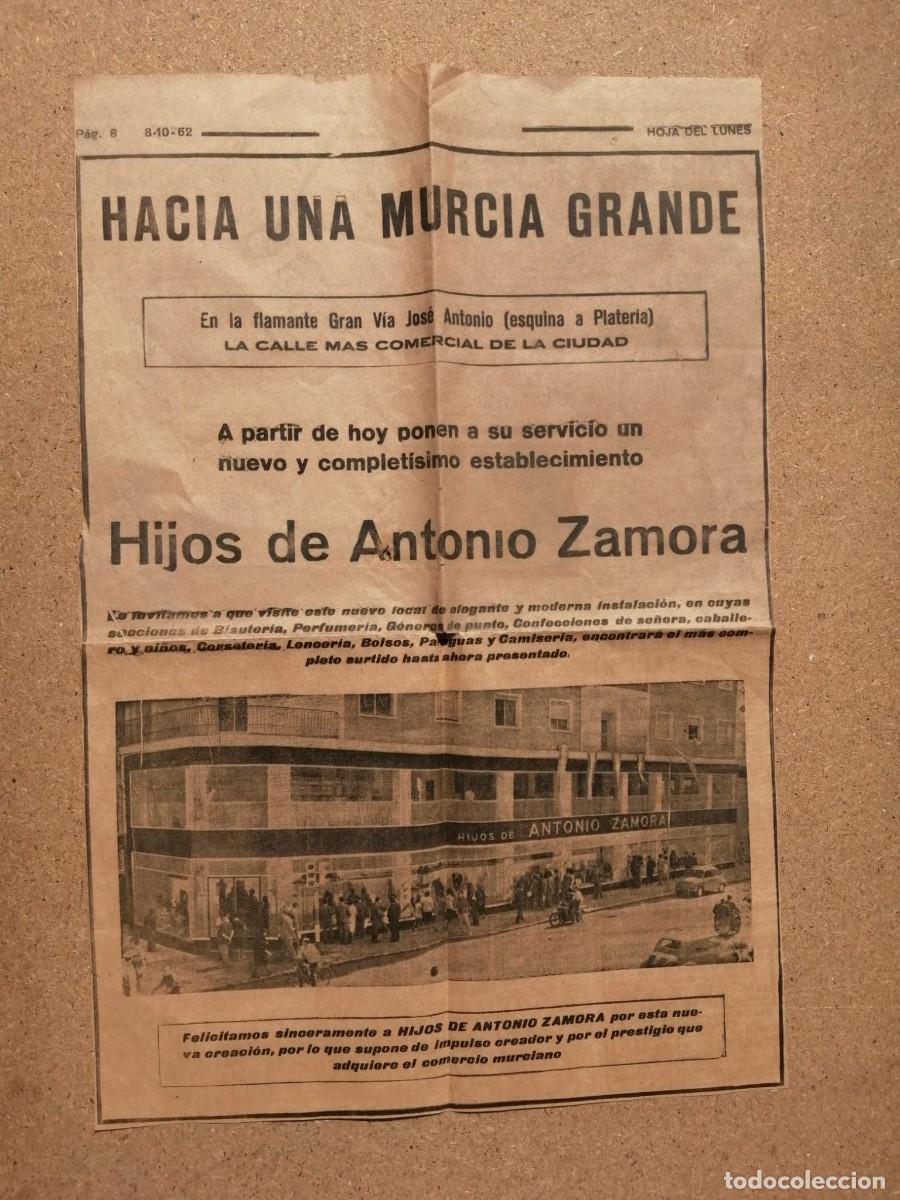 Otros art&iacute;culos de coleccionismo en papel: ANUNCIO. HACIA UNA MURCIA GRANDE... HIJOS DE ANTONIO ZAMORA