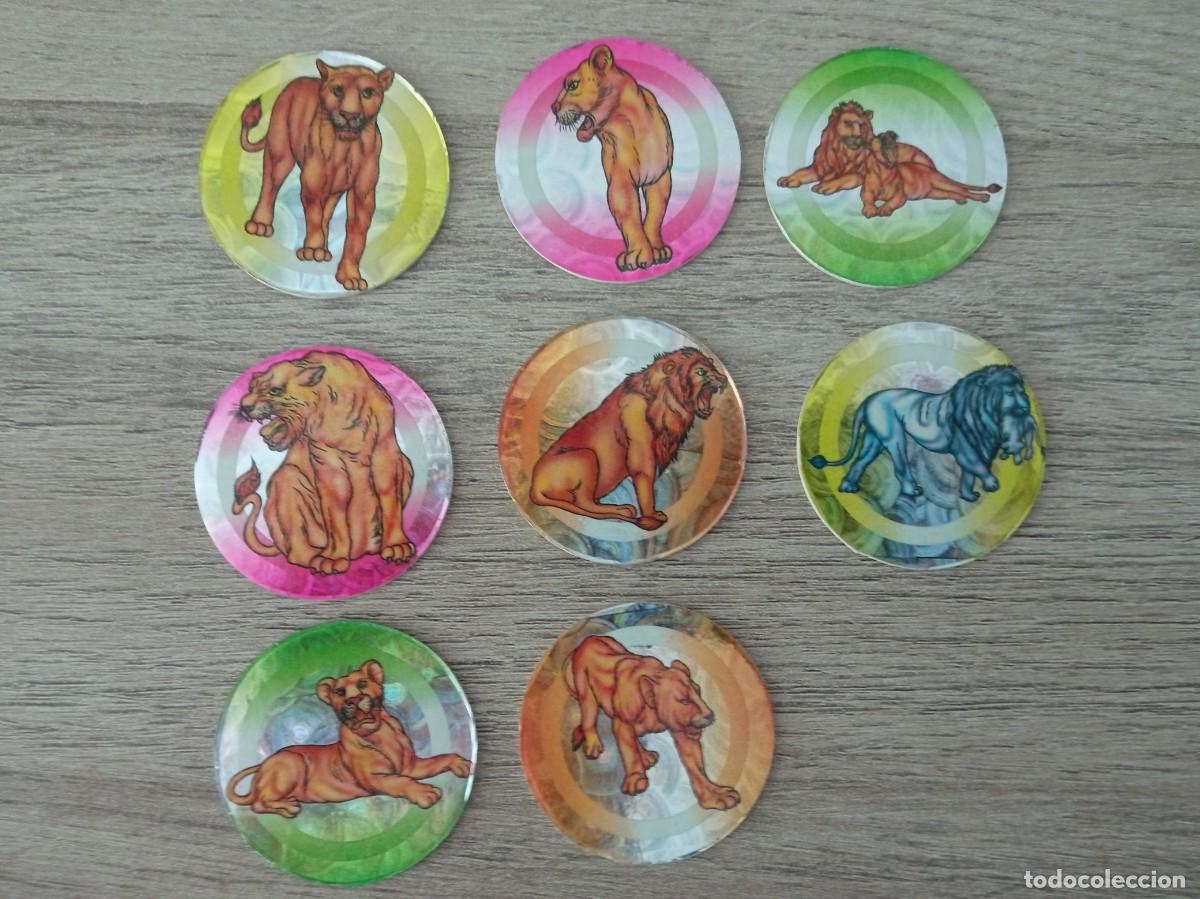 Otros art&iacute;culos de coleccionismo en papel: 8 TAZOS DE LEONES, DETR&Aacute;S PONE MADE IN TAIWAN