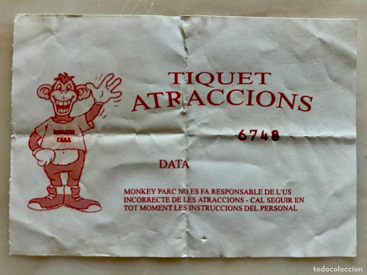 Otros art&iacute;culos de coleccionismo en papel: TIQUET ATRACCIONS MONKEY PARC - ATRACCIONES DE FERIA - VINTAGE c. 1990