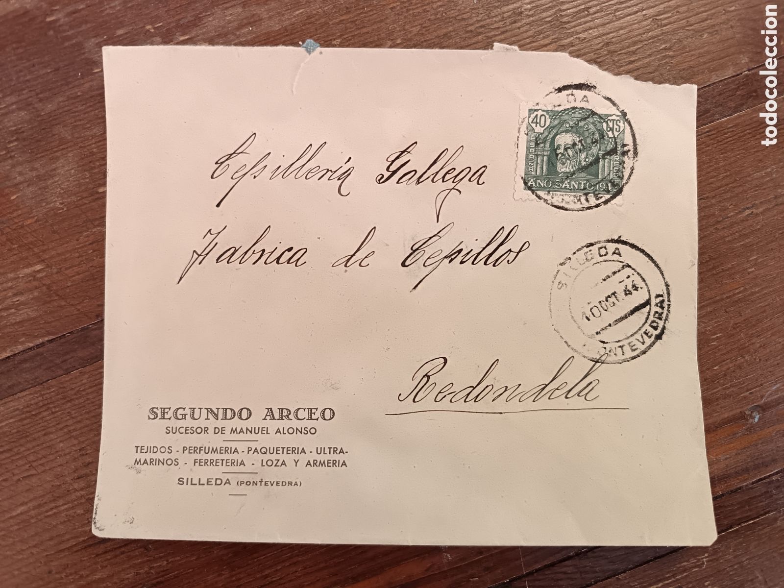 Otros art&iacute;culos de coleccionismo en papel: Sobre cepilleria gallega. Redodela