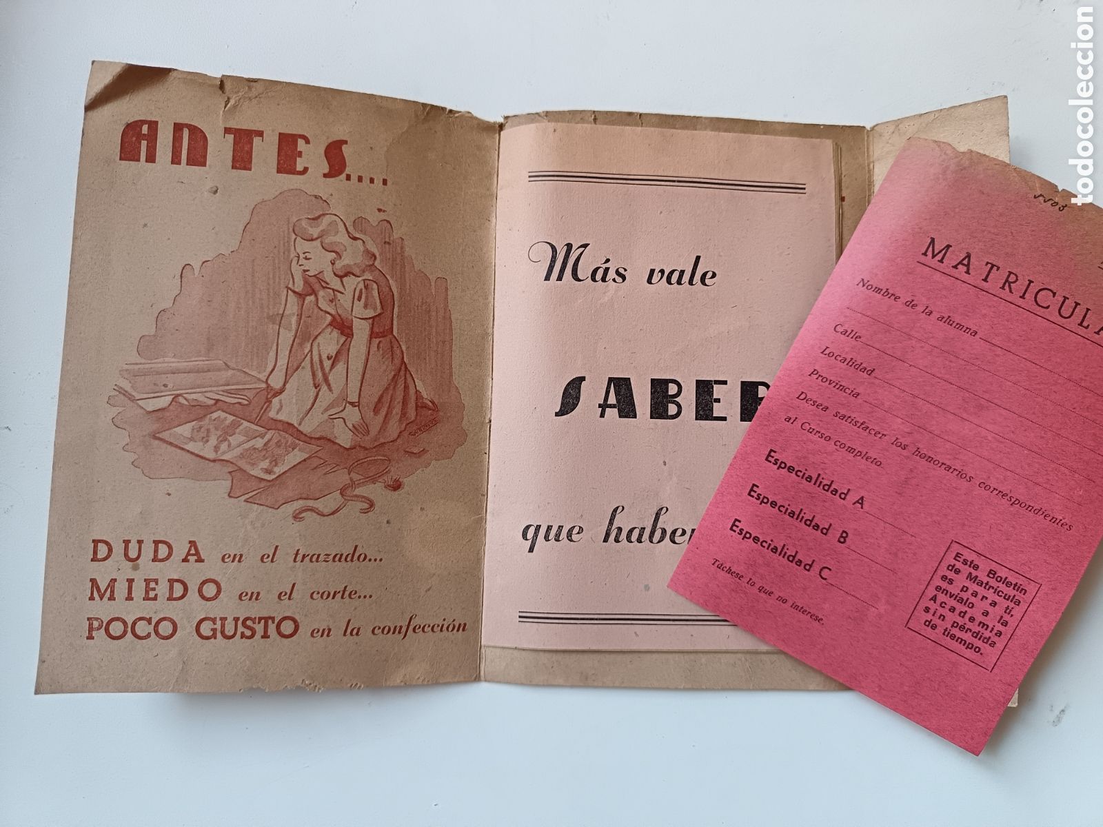 Otros art&iacute;culos de coleccionismo en papel: Impreso curso corte y confeccion por correspondencia. Notre, San Sebastian