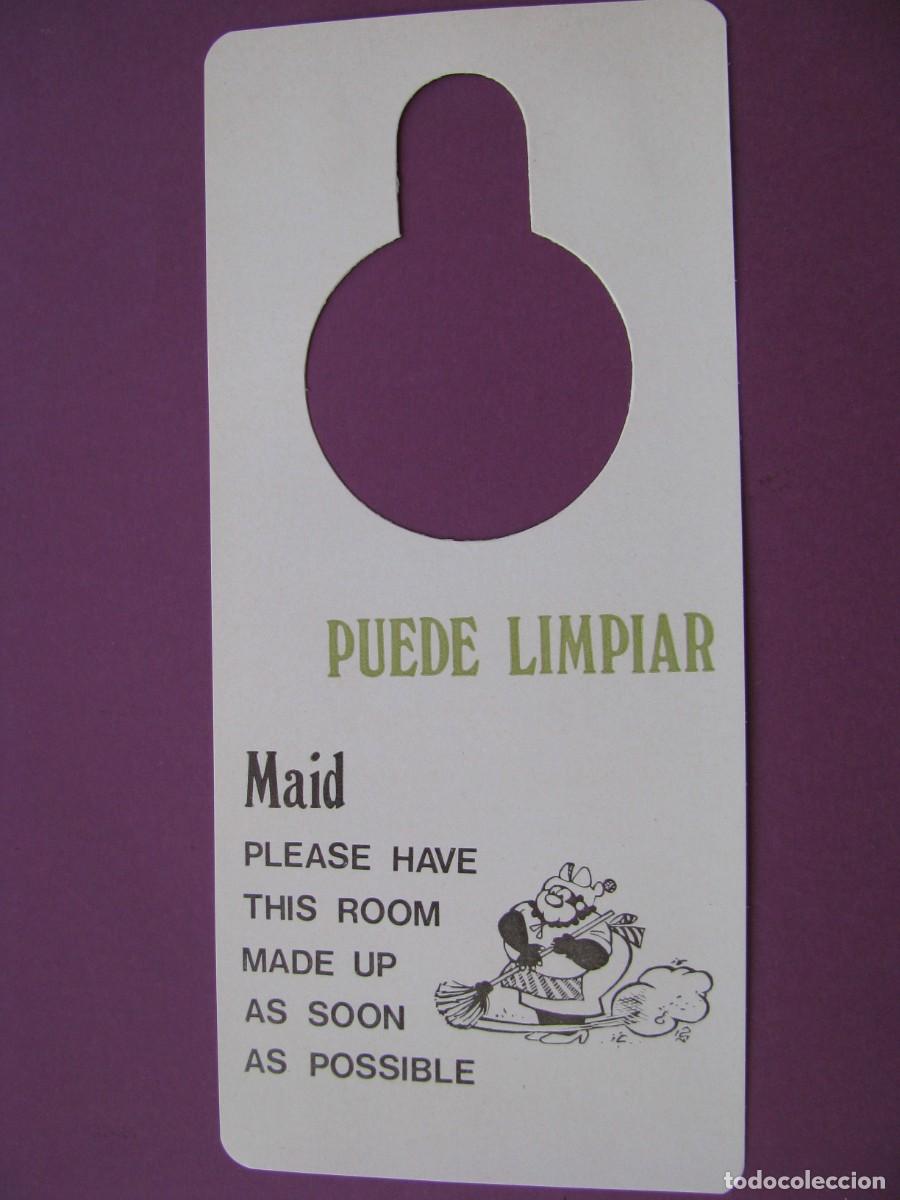 Otros art&iacute;culos de coleccionismo en papel: COLGADOR DE PUERTA HOTEL.