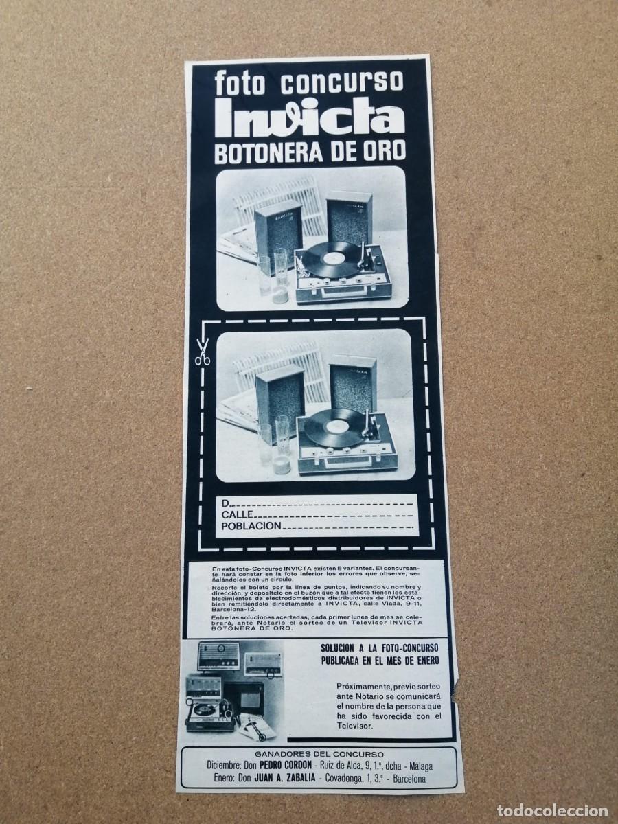 Otros art&iacute;culos de coleccionismo en papel: ANUNCIO. FOTO CONCURSO INVICTA. BOTONERA DE ORO