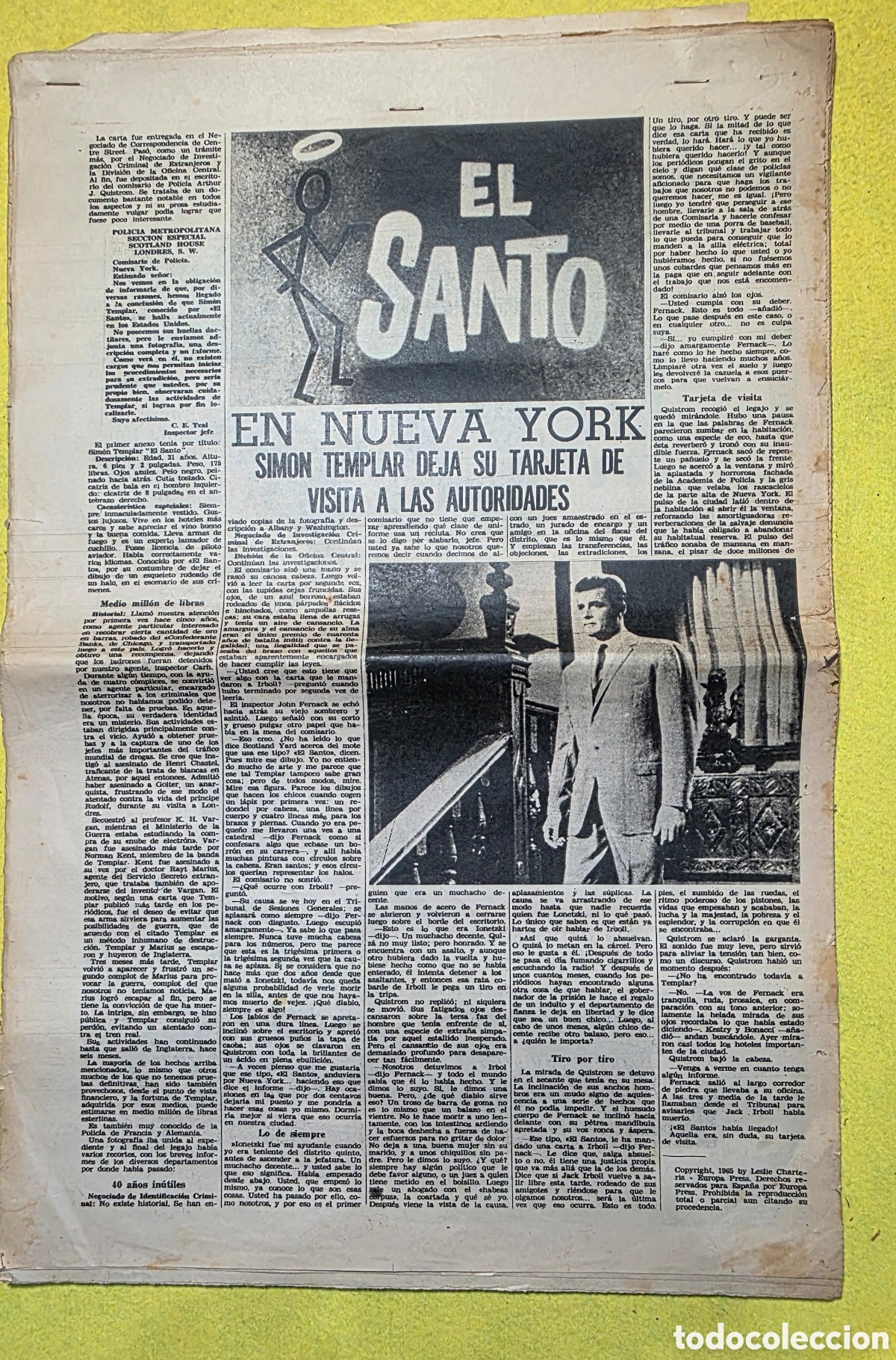 Otros art&iacute;culos de coleccionismo en papel: El Santo en Nueva York. Diario de Bcn 1966