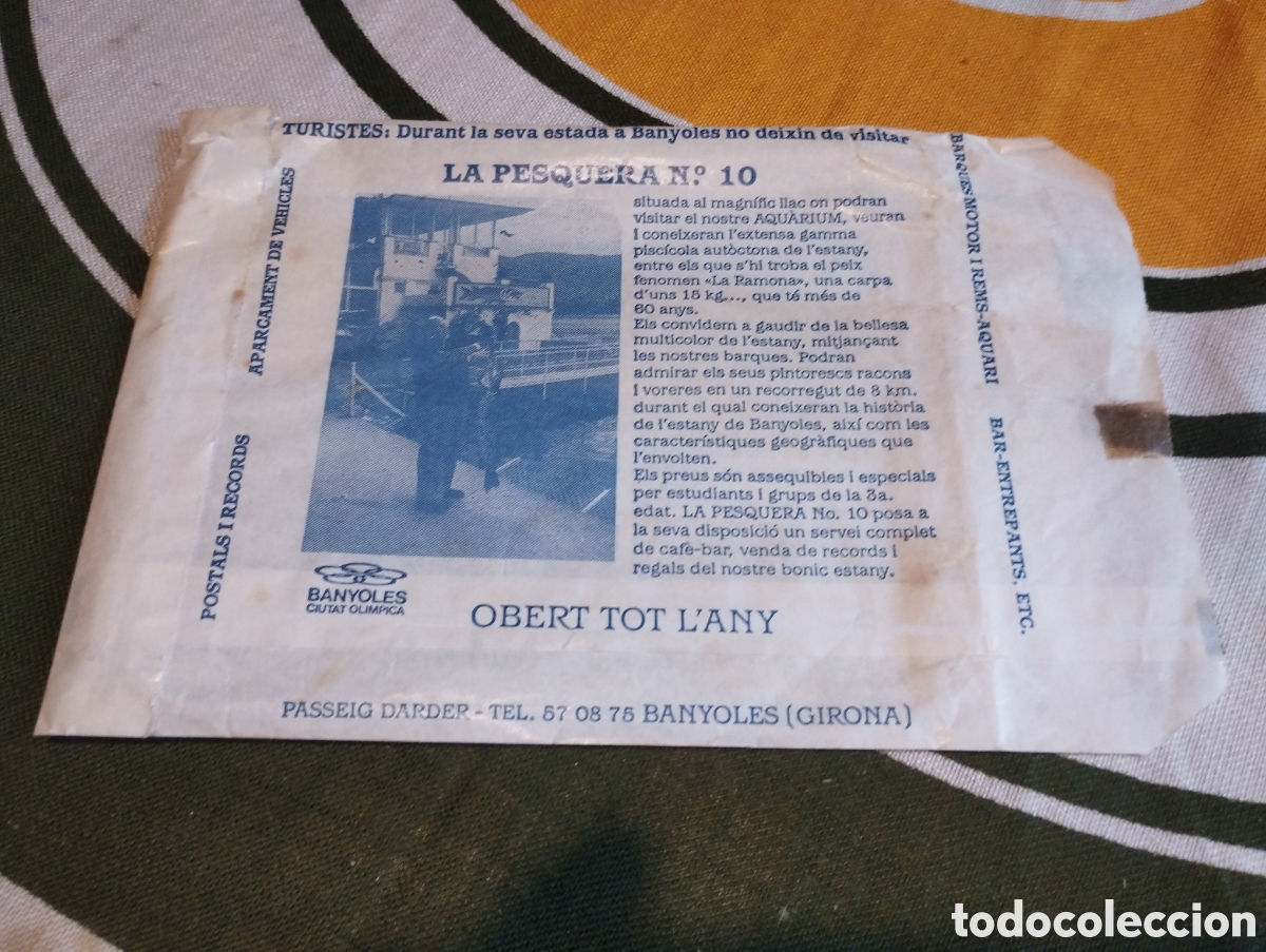 Otros art&iacute;culos de coleccionismo en papel: Sobre publicitario de Banyoles La Pesquera N.10