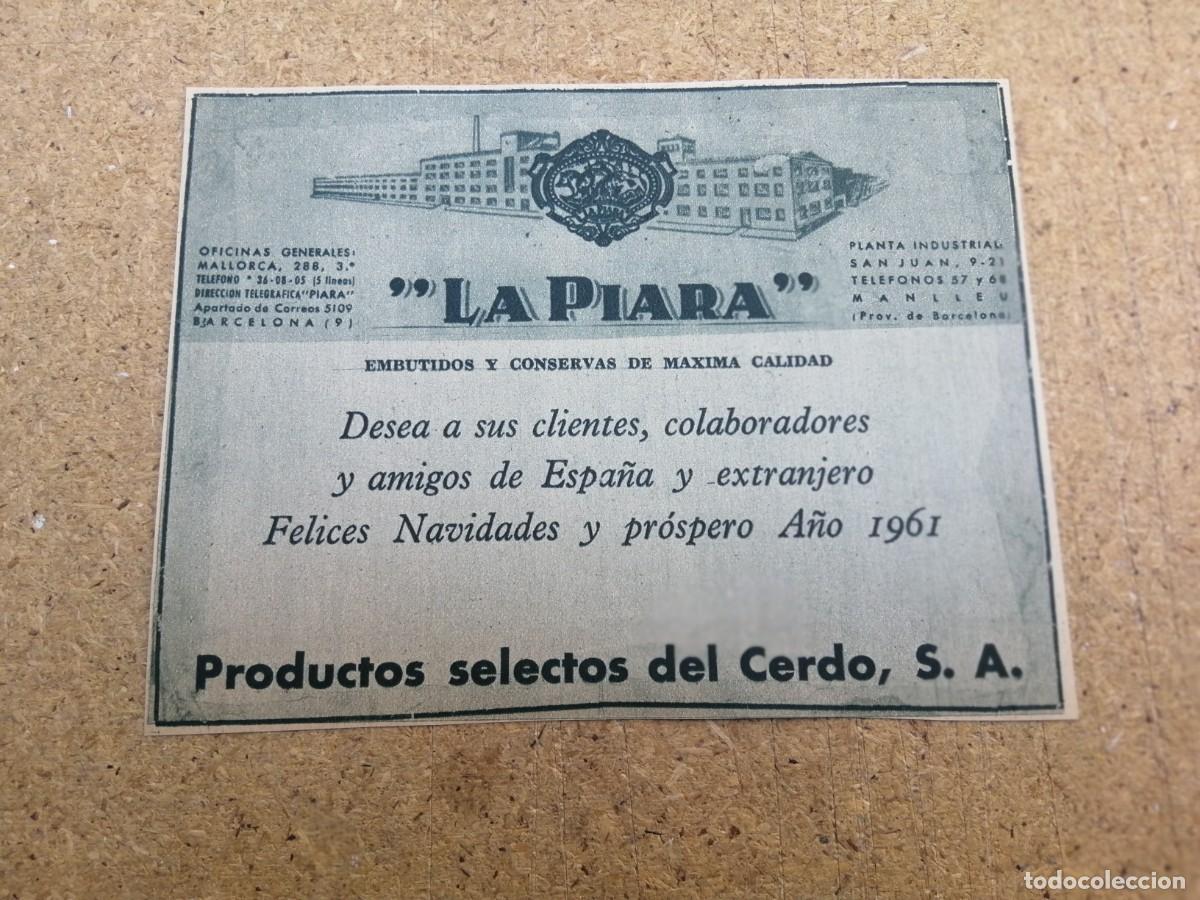 Otros art&iacute;culos de coleccionismo en papel: ANUNCIO. LA PIARA, CONSERVAS Y EMBUTIDOS