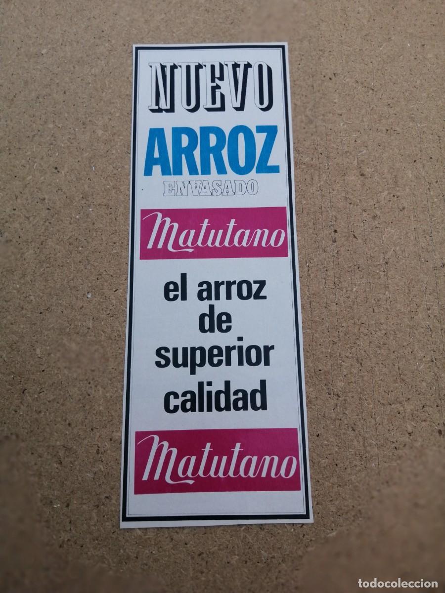 Otros art&iacute;culos de coleccionismo en papel: ANUNCIO. ARROZ MATUTANO