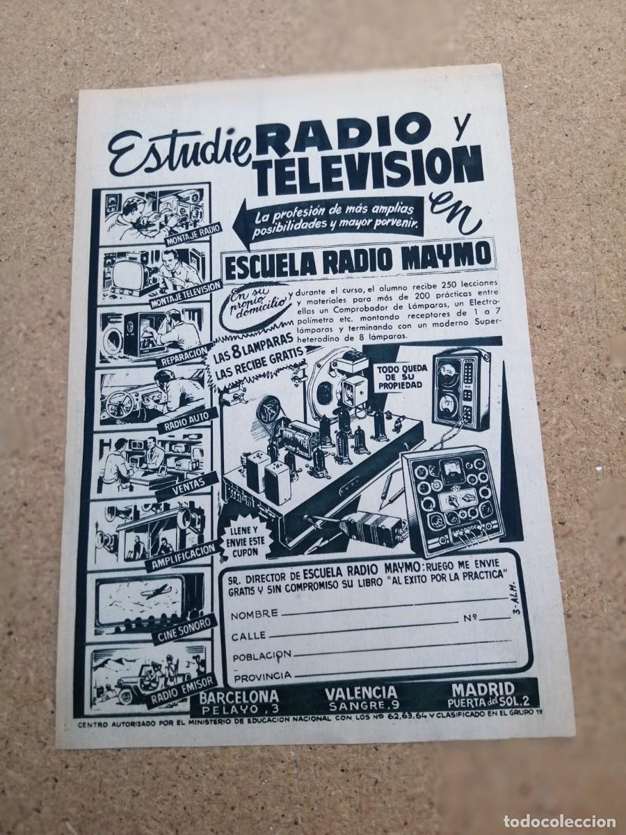 Otros art&iacute;culos de coleccionismo en papel: ANUNCIO. ESCUELA RADIO MAYMO (BARCELONA - MADRID - VALENCIA)