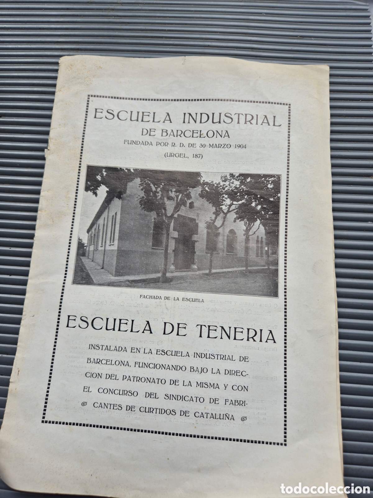 Otros art&iacute;culos de coleccionismo en papel: ESCUELA INDUSTRIAL DE BARCELONA. TENERIA . CURSO 1914 1915. Prat de la Riba presidente patronato