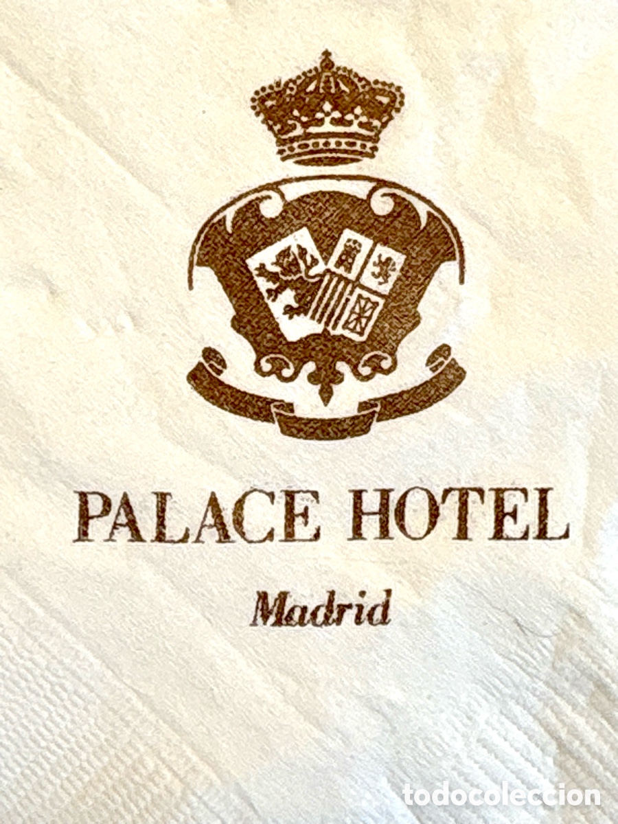 Otros art&iacute;culos de coleccionismo en papel: Antigua Servilleta de Papel PALACE HOTEL Madrid - Logotipo Escudo Cl&aacute;sico (A&ntilde;os 80/90)