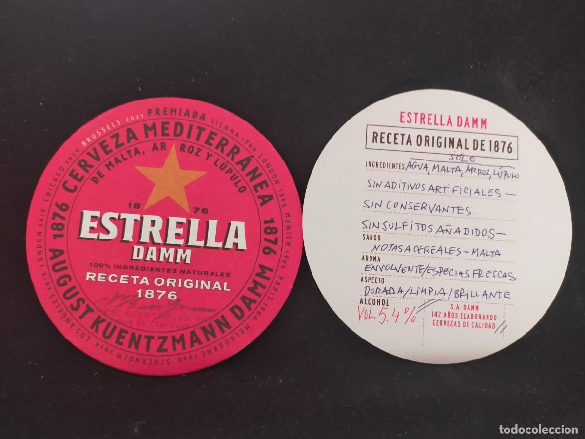 Otros art&iacute;culos de coleccionismo en papel: 2 POSAVASOS ESTRELLA DAMM RECETA ORIGINAL 1876. CERVEZA MEDITERR&Eacute;NEA. VER ANVERSO Y REVERSO