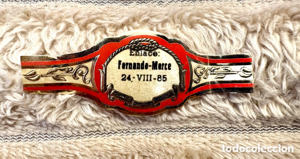 Otros art&iacute;culos de coleccionismo en papel: Vitola de puro conmemorativa de boda - Enlace Fernando y Merce (1985)