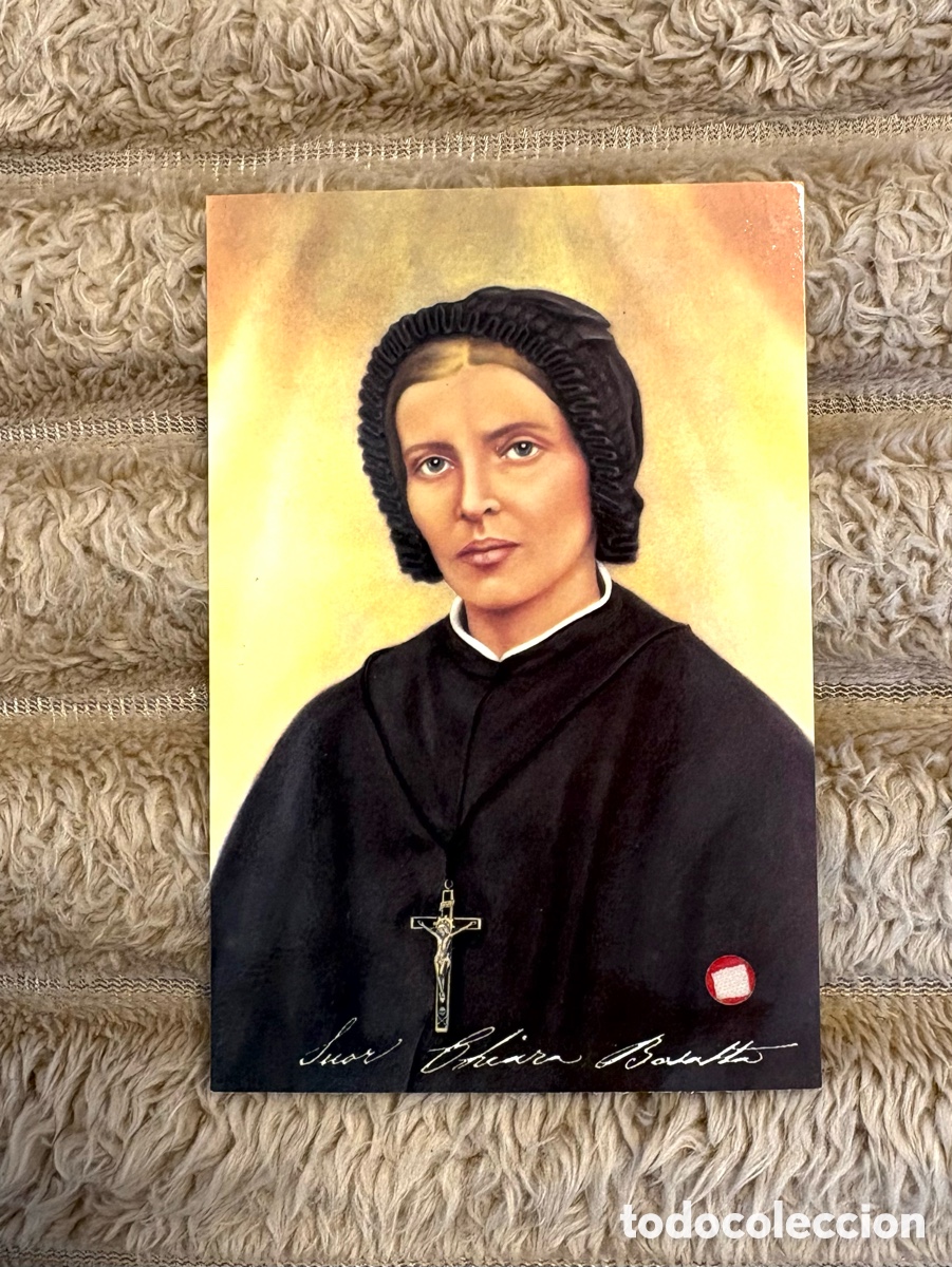 Otros art&iacute;culos de coleccionismo en papel: Estampa Reliquia Beata Clara Bosatta (A&ntilde;o 1991) - Oraci&oacute;n en Espa&ntilde;ol - Con Fragmento de Tela