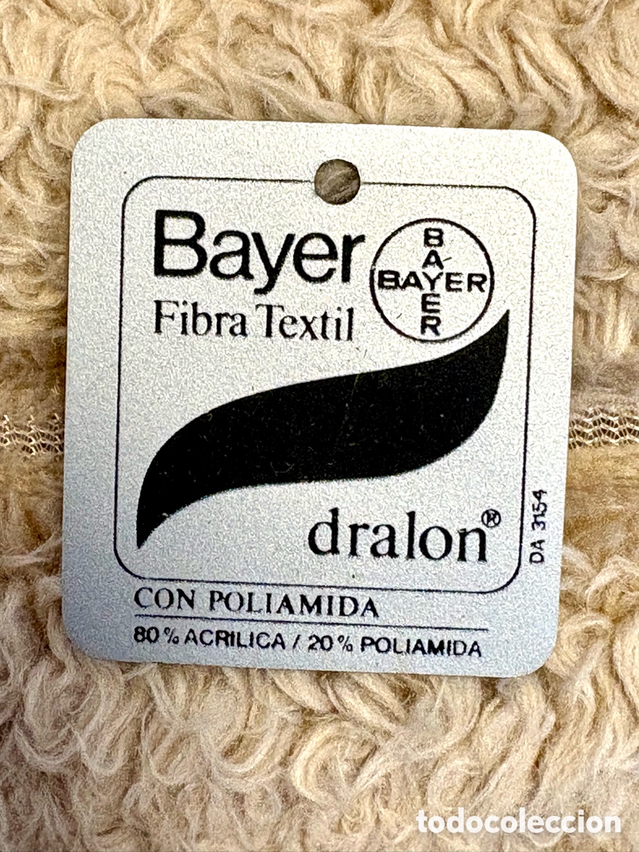 Sammelleidenschaft Andere Papierartikel: Etiqueta Vintage Bayer Dralon - Fibra Textil (A&ntilde;os 70/80) - Dos Caras / Estado Impecable