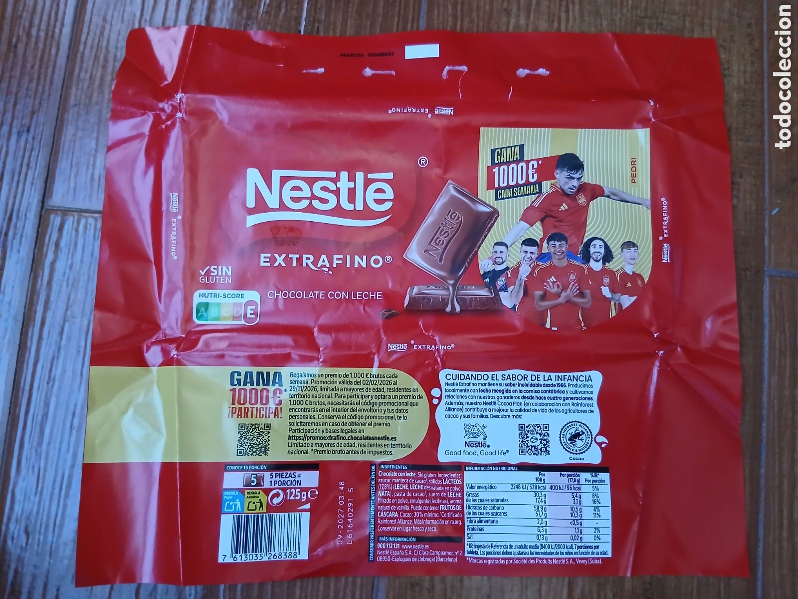 Otros art&iacute;culos de coleccionismo en papel: (Pedri) Envoltorio Publicidad Chocolate Nestl&eacute; Mundial F&uacute;tbol Espa&ntilde;a -Pedri-