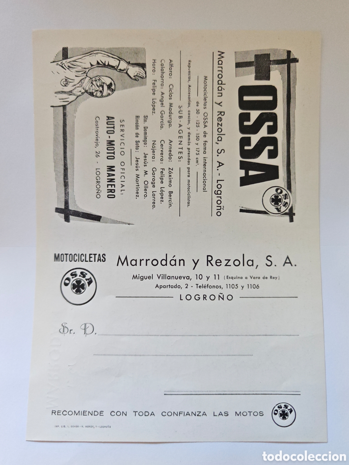 Otros art&iacute;culos de coleccionismo en papel: hoja publicidad ossa - madorran y rezola - tdk295p