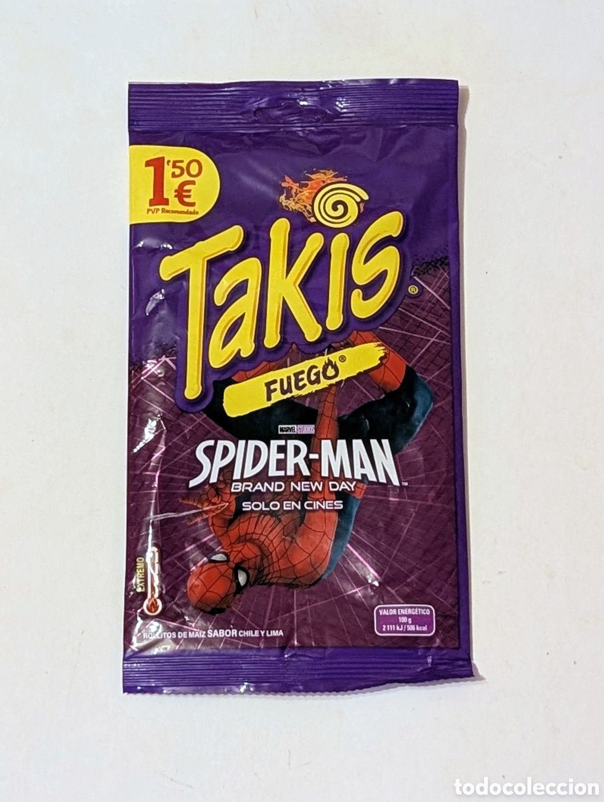 Otros art&iacute;culos de coleccionismo en papel: Envoltorio vac&iacute;o Spider-Man. Bolsa patatas. Brandy New Day. Marvel