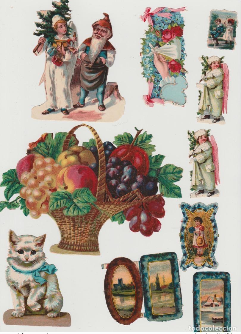 Otros art&iacute;culos de coleccionismo en papel: Set de pinturas cromadas con forma flores y gatos enanos n&deg; 1 recortadas
