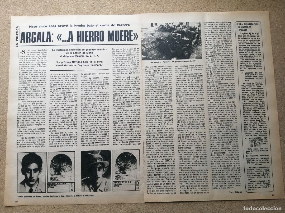 Otros art&iacute;culos de coleccionismo en papel: REPORTAJE. ARGALA, A HIERRO MUERE