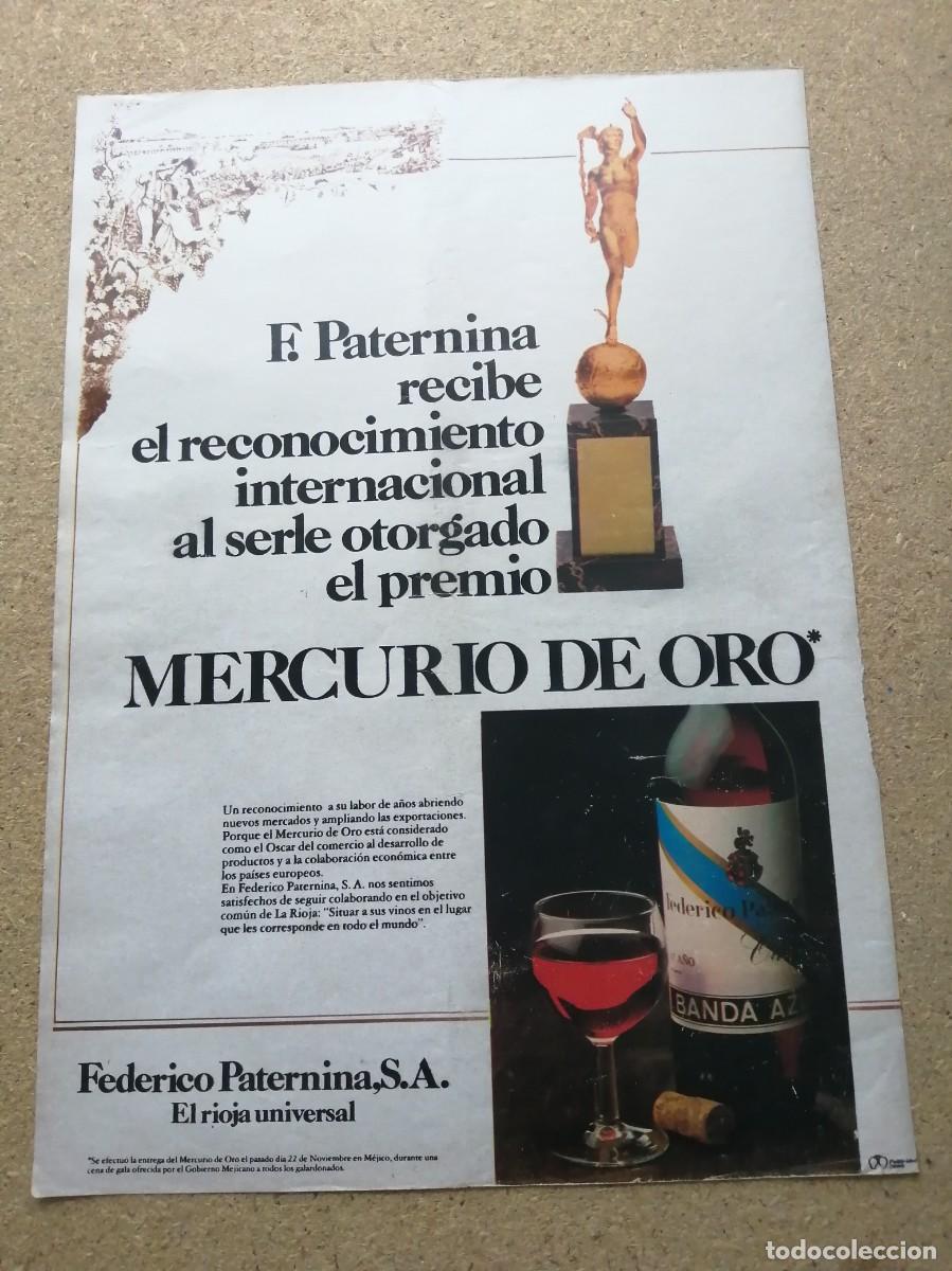 Otros art&iacute;culos de coleccionismo en papel: ANUNCIO. PATERNINA BANDA AZUL. PREMIO MERCURIO DE ORO
