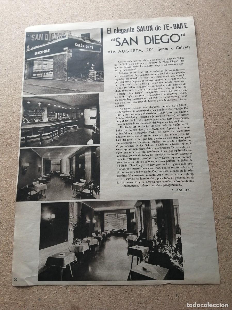Otros art&iacute;culos de coleccionismo en papel: REPORTAJE. EL ELEGANTE SALON DE TE SAN DIEGO (BARCELONA)