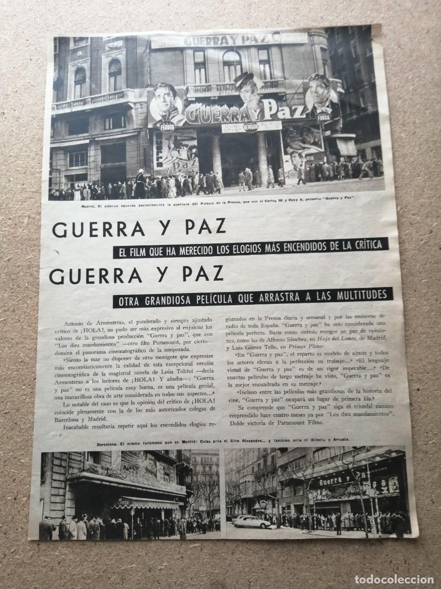 Otros art&iacute;culos de coleccionismo en papel: REPORTAJE. GUERRA Y PAZ (AUDREY HEPBURN - HENRY FONDA - MEL FERRER - VITTORIO GASSMAN)