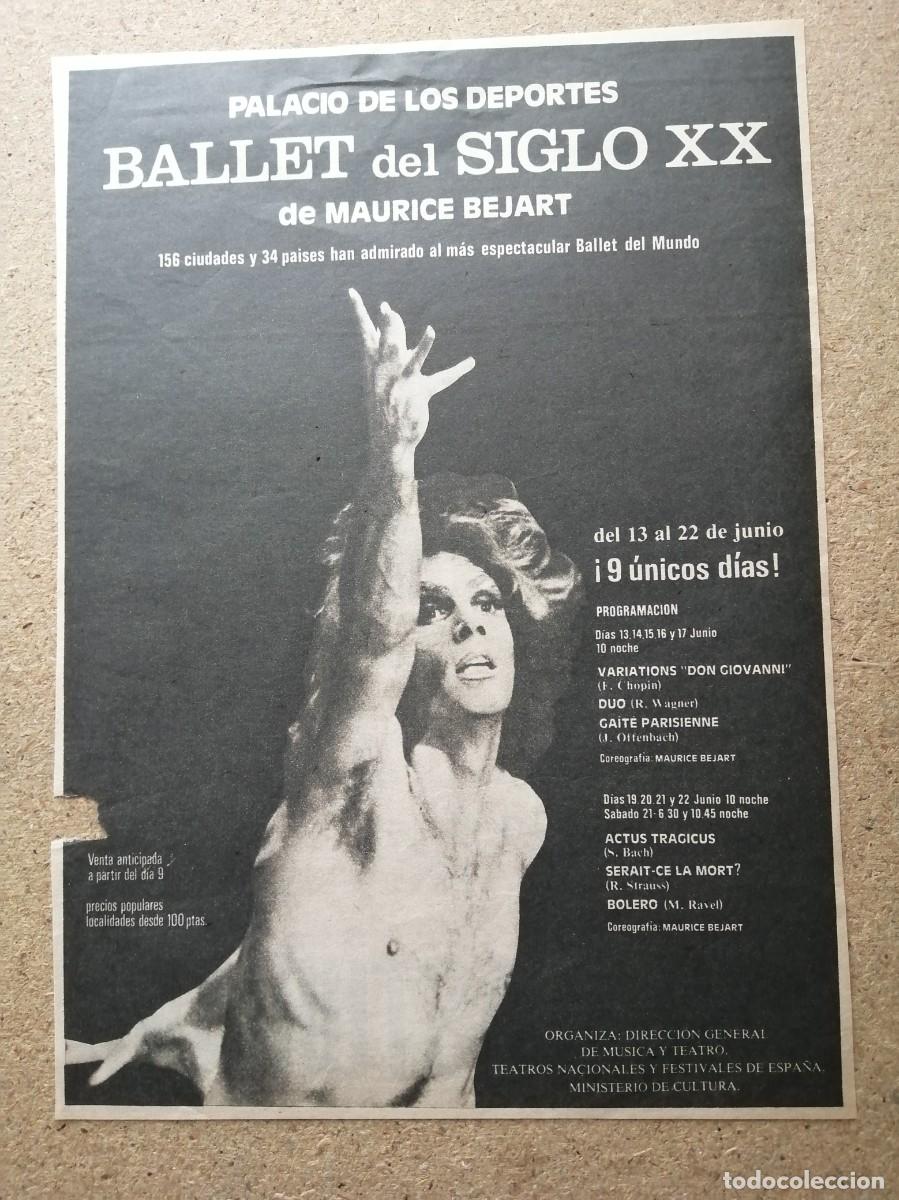 Otros art&iacute;culos de coleccionismo en papel: ANUNCIO. ACTUACION BALLET SIGLO XX DE MAURICE BEJART